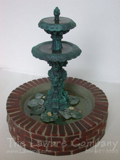 0102 - (V) Brick Griffin Fountain with Water Lilies & Fish - Click Image to Close
