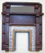 1086 - Victorian Mirrored Fireplace, Wood Grained, Painted Tiles