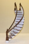 1173 - Mahogany Curved Staircase, 2 Rail, Dbl. Turned Spindle